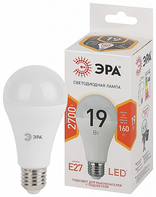 Лампа светодиодная Эра Стандарт E27 19Вт 2700K LED A65-19W-827-E27 400_400_2473940