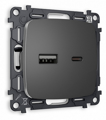 Розетка 2хUSB type A и C без рамки Ambrella Volt OMEGA MO661010 400_400_2189031