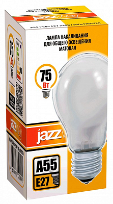 Лампа накаливания Jazzway  E27 75Вт 2700K A55 240V 75W E27 frosted 400_400_2870923