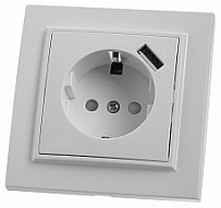 Розетка с заземлением и со шторкой и USB Stekker Эрна 39051 500_191_2300701