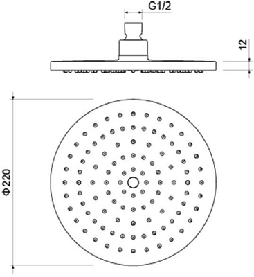 AQ2086MB круглый верхний душ 220*12 мм, матовый черный 400_400_2411422