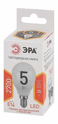 Лампа светодиодная Эра Стандарт E14 5Вт 2700K LED P45-5W-827-E14 400_400_2473767