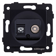 Розетка двойная RJ-11 и Ethernet RJ-45, без рамки Kollinger  REA-013BK 500_191_3123254