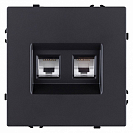 Розетка двойная Ethernet RJ-45 и со шторками, без рамки Kollinger Eclipse EC-018BK 250_100_Array