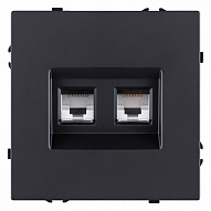 Розетка двойная Ethernet RJ-45 и со шторками, без рамки Kollinger Eclipse EC-018BK 500_191_3118839