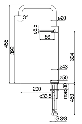 VE125128/3CR VELIS смеситель для раковины, без донного клапана 392 400_400_2418426