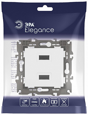 Розетка 2хUSB type A без рамки Эра Эра Elegance 14-4110-01 400_400_2400874