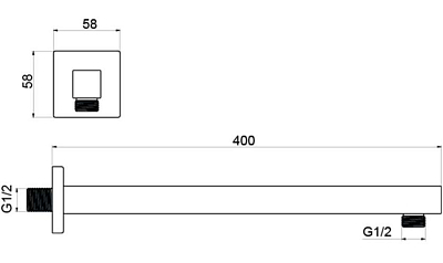 AQ2177MB держатель верхнего душа настенный 400 мм, матовый черный 400_400_2732119
