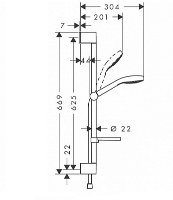 26582400 HG Croma Select E Vario 65 см душевой гарнитур белый/хром 400_400_1438669