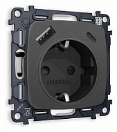 Розетка с заземлением и 2хUSB type A и C, без рамки Ambrella Volt OMEGA MO910010 500_191_2307464