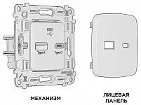 Розетка 2хUSB type A и C без рамки Ambrella Volt OMEGA MO111010 250_100_2192678