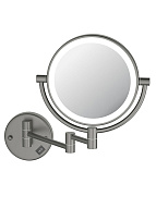AQ4912BGM зеркало косметическое настенное с подсветкой 5х, оружейная сталь (шлиф. черный хром) 500_191_3232514
