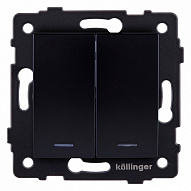 Выключатель двухклавишный с подсветкой без рамки Kollinger  REA-R-008BK 500_191_3123748