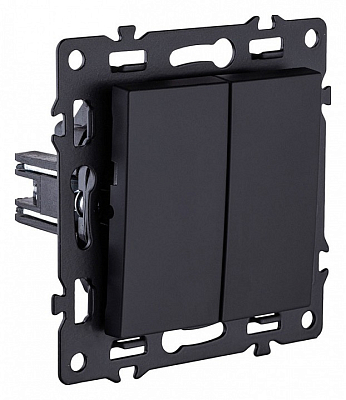 Выключатель проходной двухклавишный без рамки Kollinger Asthetik AS-005BK 400_400_3106818