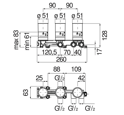 WE81200/T смеситель для ванны (скрытая часть) 400_400_2418578