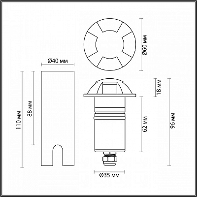 Встраиваемый в дорогу светильник Odeon Light Wald 6662/3GL 400_400_1727725