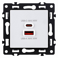 Розетка 2хUSB type A и C без рамки Kollinger Asthetik AS-024WH 500_191_3118744