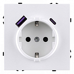 Розетка с заземлением и со шторкой и 2хUSB type A и C, без рамки Kollinger Eclipse EC-016WH 250_100_Array