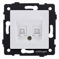 Розетка двойная Ethernet RJ-45 и со шторками, без рамки Kollinger  REA-019WM 500_191_3123359