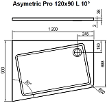 Поддон ASYMETRIC PRO 120x90 L 10° белый (СНИМАЕТСЯ С ПРОИЗВОДСТВА 2023г) 250_100_2420430