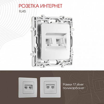 Розетка Ethernet RJ-45 без рамки Arte Milano am-217 217.45-2.silver 400_400_2167886